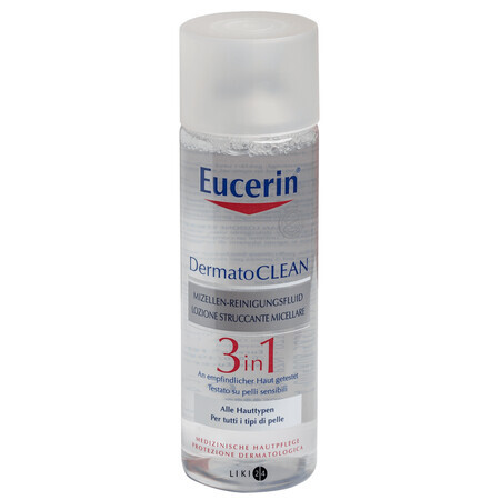 Мицеллярная жидкость Eucerin DermatoClean для снятия макияжа 3  в 1, 200 мл