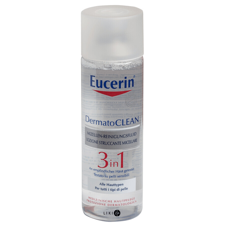 Міцелярна рідина Eucerin DermatoClean для зняття макіяжу 3 в 1, 200 мл: ціни та характеристики