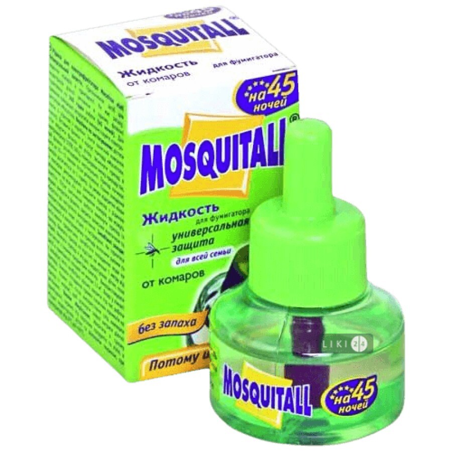 Жидкость от комаров Mosquitall Актив Защита 45 ночей 30 мл: цены и характеристики