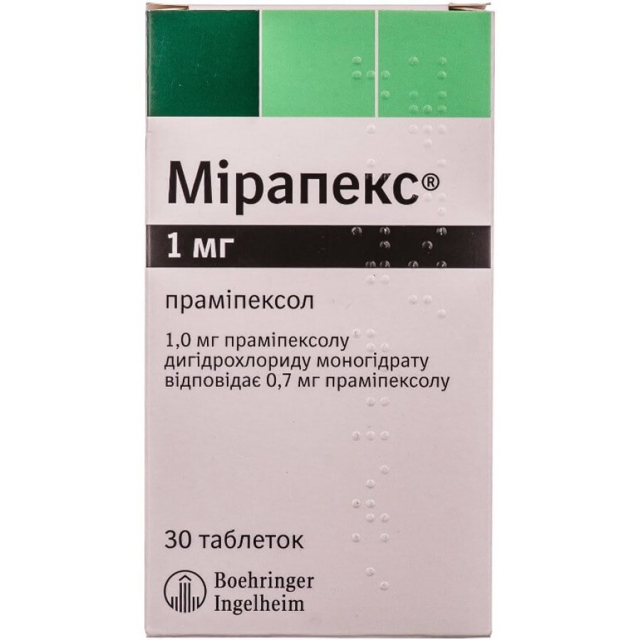 Мирапекс таблетки 1 мг блистер №30