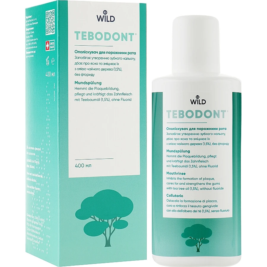 Ополіскувач для порожнини рота Dr. Wild Tebodont з маслом чайного дерева без фториду 400 мл: ціни та характеристики