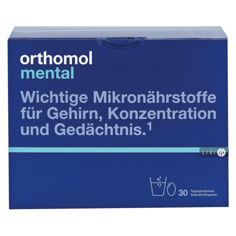 Orthomol Mental капсули №90 + пакетик з порошком №30: ціни та характеристики