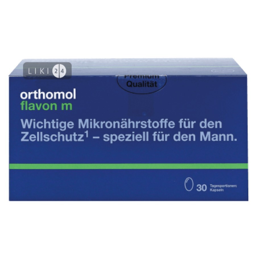 Orthomol Flavon M капсули при лікуванні передміхурової залози чоловіків 30 днів: ціни та характеристики