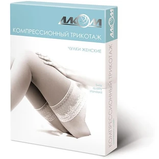 Чулки женские компрессионные Алком 6082, II класс, размер 4, с открытым мыском, бежевый