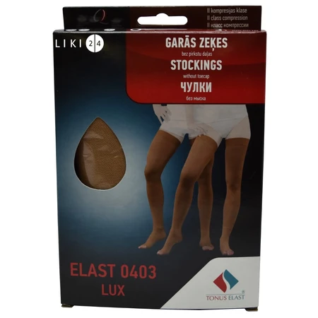 Панчохи Tonus Elast 0403 Lux (23-32 мм. рт.ст) медичні еластичні компресійні універсальні без миска, розмір 4, 2 зріст, карамельний: ціни та характеристики