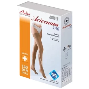 Панчохи Aries Avicenum 140 Normal S(1) антиварикозні  з мереживом, чорний