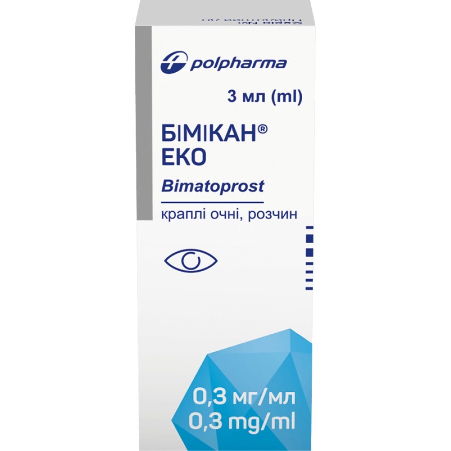 Бімікан Еко крап. очні, р-н 0,3 мг/мл фл.-крапельн. 3 мл: ціни та характеристики