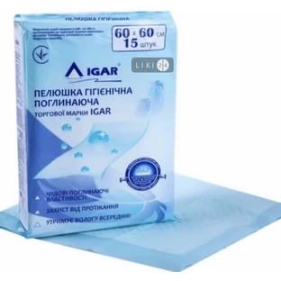 Пелюшки Igar гігієнічні поглинаючі 60 х 60 см, №15