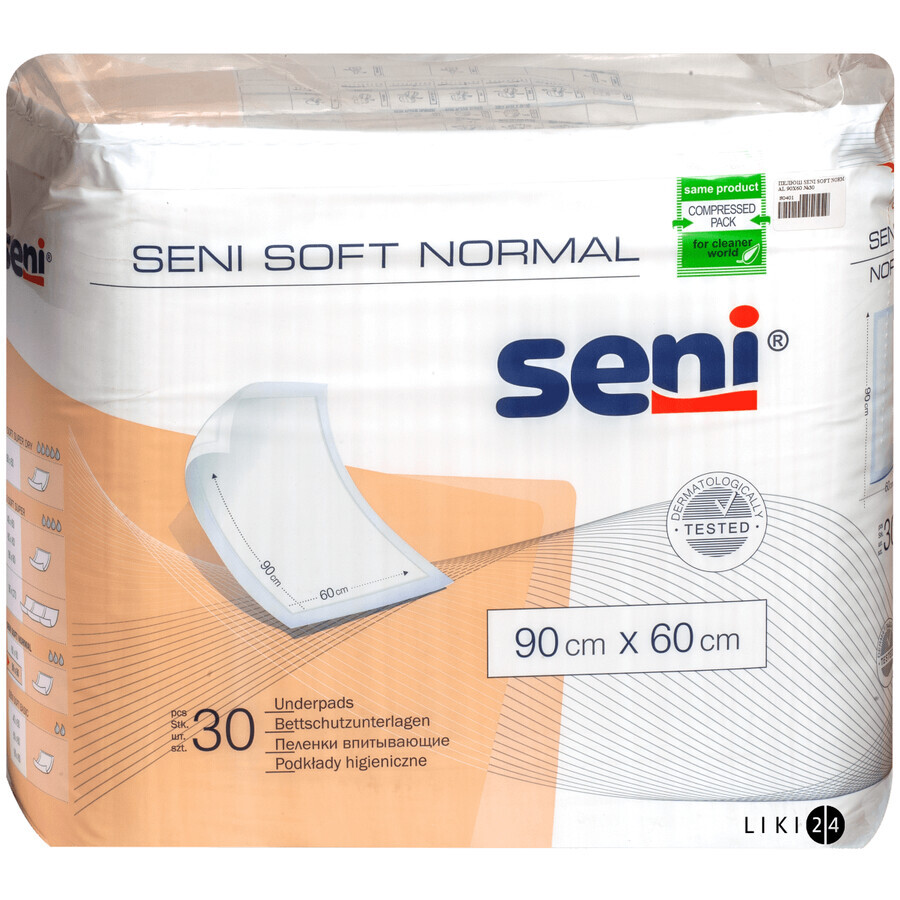 Одноразові пелюшки Seni Soft Normal для немовлят 90х60 см 30 шт: ціни та характеристики
