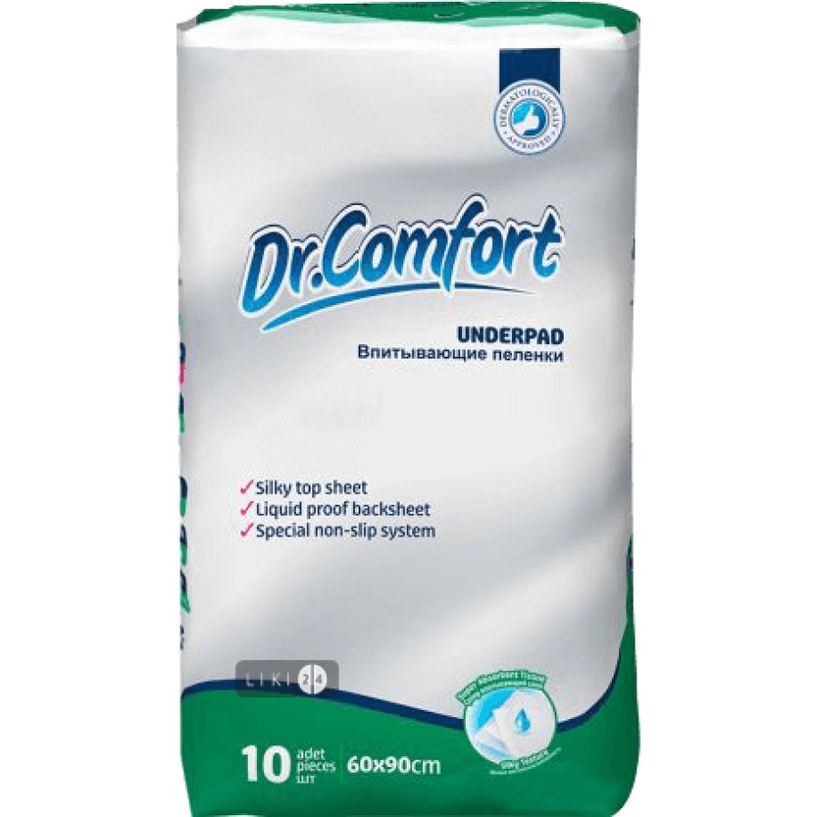 Пеленки для взрослых Dr.Comfort 60 x 90 см 10 шт: цены и характеристики