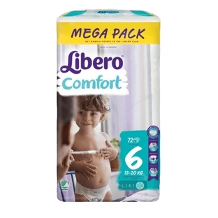 Подгузники Libero Comfort 6 72 шт