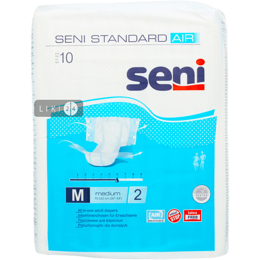 Подгузники для взрослых Seni Standard Air Medium 10 шт: цены и характеристики