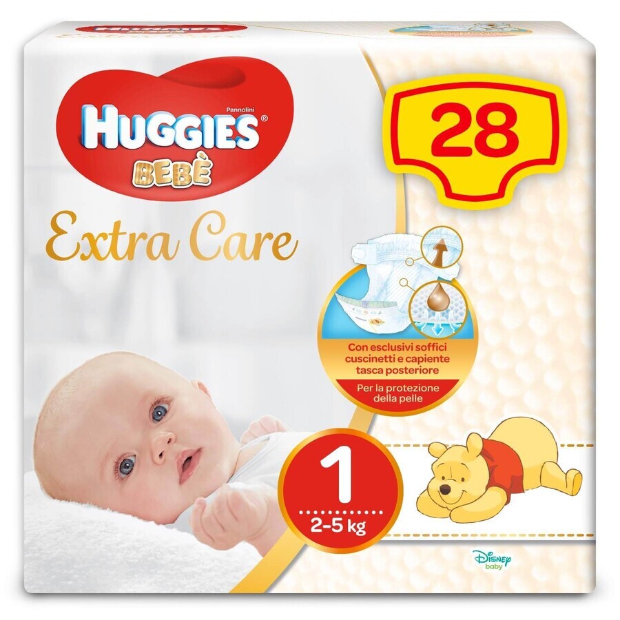 Підгузки дитячі Huggies 2-5 кг Extra Care 1, 28шт: ціни та характеристики