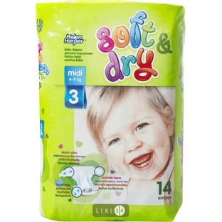 Підгузки Helen Harper Baby Soft & Dry Midi 4-9 кг 14 шт