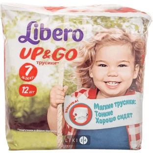 Підгузки-трусики Libero Up&Go XL Plus розмір 7 16-26 кг 12 шт