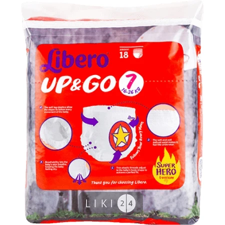 Подгузники-трусики Libero Up&Go XL Plus размер 7 16-26 кг 18 шт: цены и характеристики
