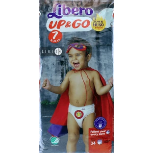 Підгузки-трусики Libero Up&Go XL Plus розмір 7 16-26 кг 34 шт