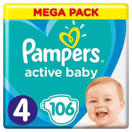 Подгузники Pampers Active Baby Maxi 4 9-14 кг 106 шт: цены и характеристики