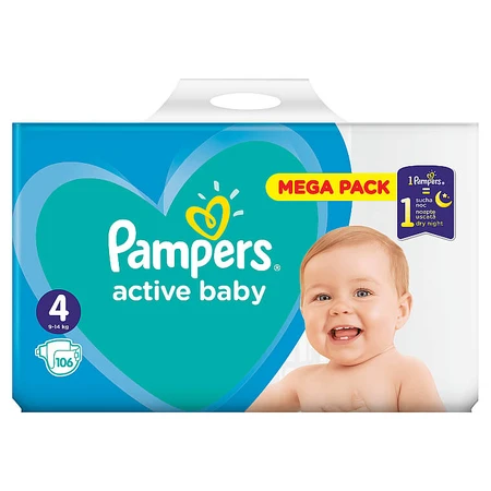 Подгузники Pampers Active Baby Maxi 4 9-14 кг 106 шт: цены и характеристики