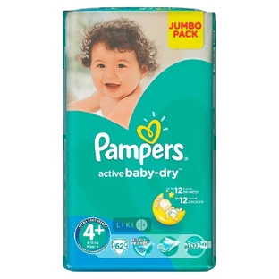 Подгузники Pampers Active Baby Maxi Plus 4+ 62 шт