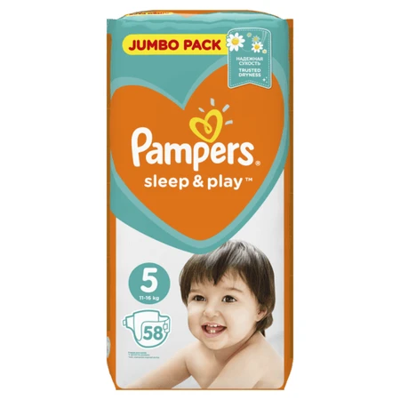 Підгузки Pampers Sleep & Play Розмір 5 Junior з ромашкою 11-16 кг 58 шт: ціни та характеристики