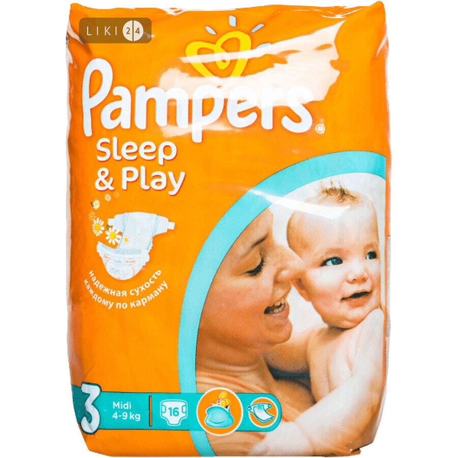 Підгузки Pampers Sleep & Play 3 Midi 6-10 кг 16 шт: ціни та характеристики