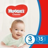 Подгузники детские Huggies Classic размер 3, 4-9 кг 15 шт
