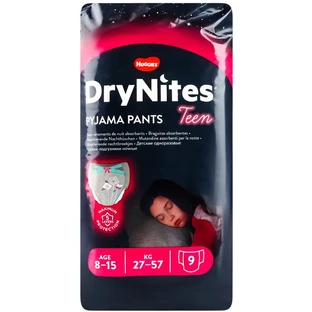 Подгузники-трусики Huggies DryNites Teen 27-57 кг для девочек 8-15 лет 9 шт.