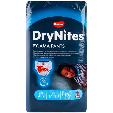 Подгузники-трусики Huggies DryNites Marvel 17-30 кг для мальчиков 4-7 лет 10 шт.: цены и характеристики
