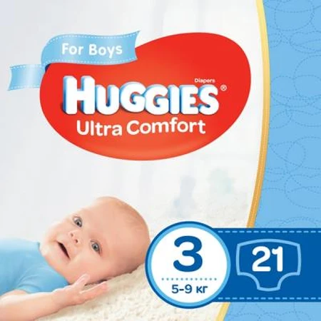 Подгузники Huggies Ultra Comfort для мальчиков размер 3, 5-9 кг 21 шт: цены и характеристики