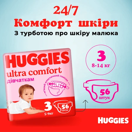 Подгузники Huggies Ultra Comfort 3 Jumbo для девочек 56 шт: цены и характеристики