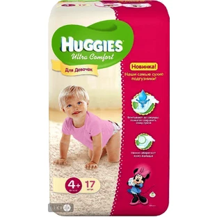 Підгузки Huggies Ultra Comfort 4+ для дівчаток 17 шт