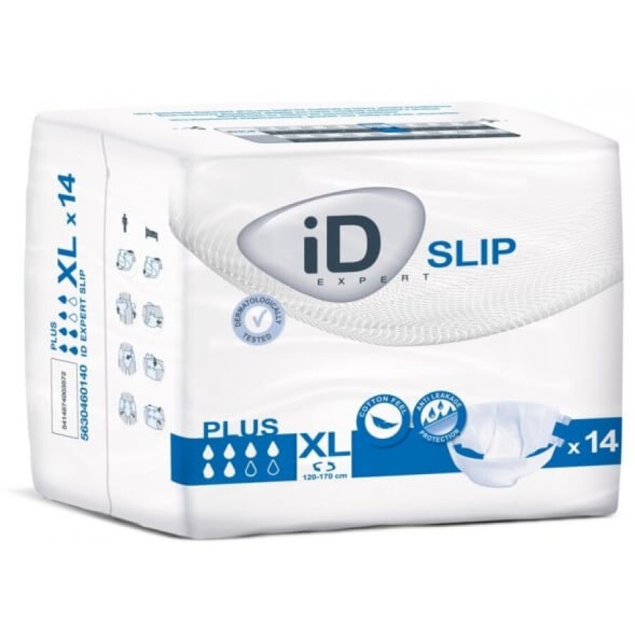 Подгузники для взрослых iD Expert Slip Plus дышащие, XL №14: цены и характеристики