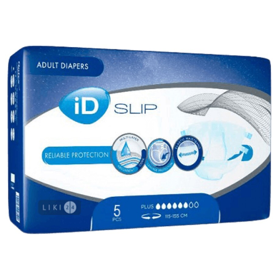 Подгузники для взрослых iD Slip Plus L, 5 шт: цены и характеристики