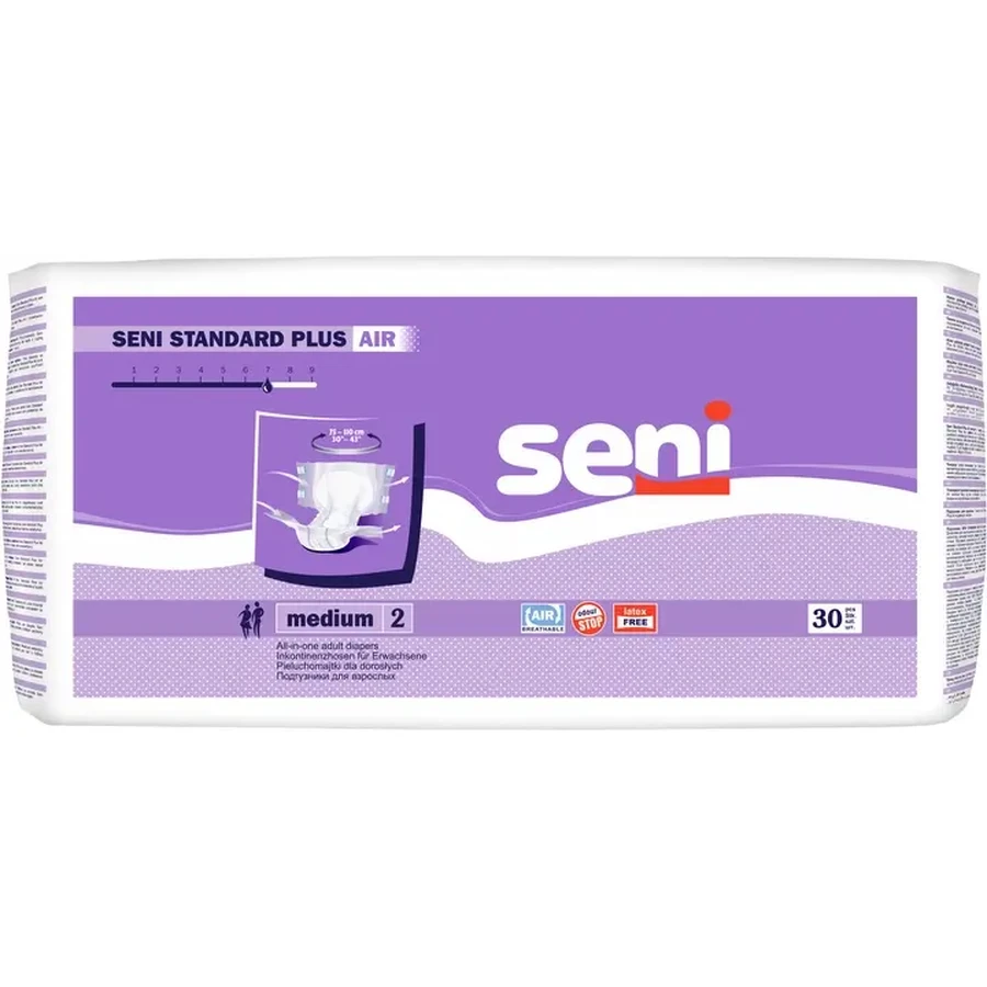 Подгузники для взрослых Seni Standard Plus Medium 30 шт: цены и характеристики