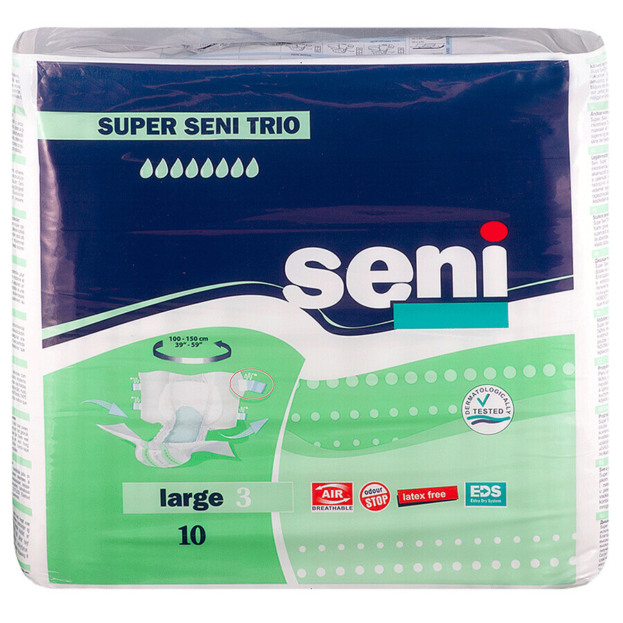 Подгузники для взрослых Seni Super Air Trio Large 10 шт: цены и характеристики
