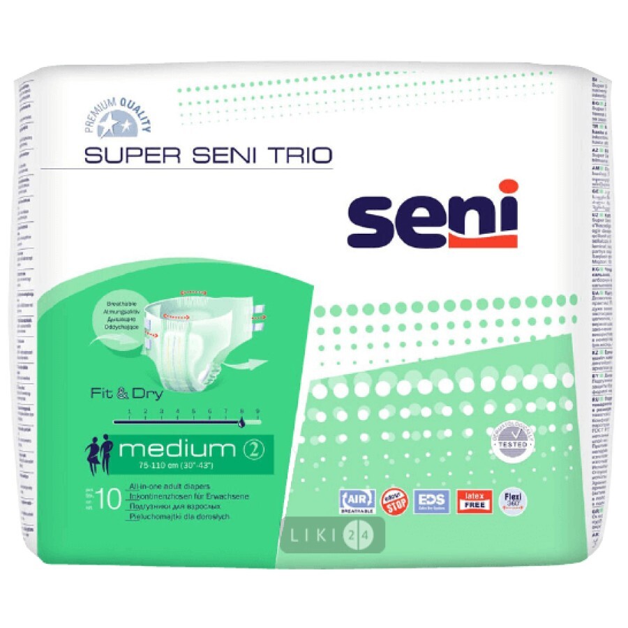 Підгузки для дорослих Seni Super Air Trio Medium 10 шт: ціни та характеристики