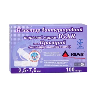 Пластырь бактерицидный игар 2,5 см х 7,6 см, Прозрачный