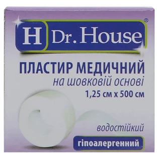 Пластырь медицинский Dr. House на шелковой основе 1,25 см х 500 см, катушка, 1 штука