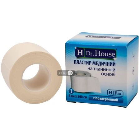 Пластырь медицинский Dr. House на тканевой основе 4 см х 500 см 1 шт в картонной упаковке: цены и характеристики