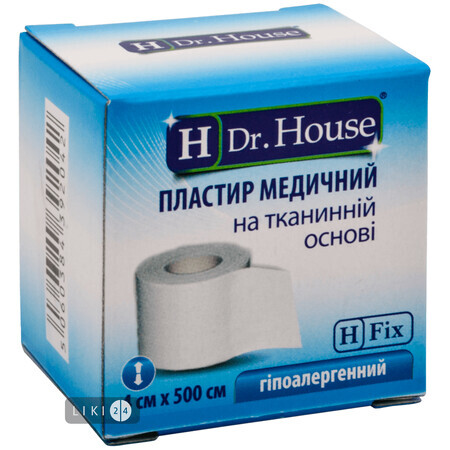 Пластир медичний Dr. House на тканинній основі 4 см х 500 см 1 шт в картонній упаковці