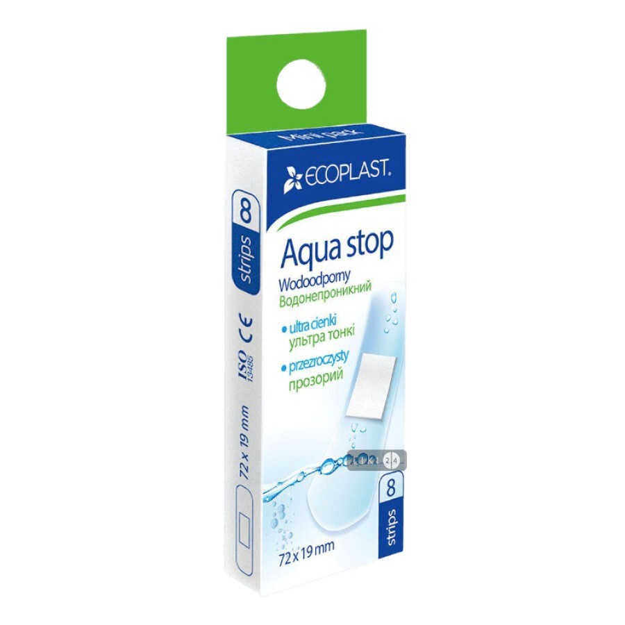 Пластырь медицинский Ecoplast Аква Стоп водонепроницаемый в мини упаковке 72 мм х 19 мм 8 шт: цены и характеристики