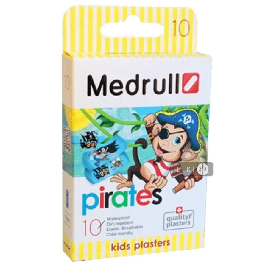 Пластырь медицинский Medrull Pirates детский размер 25 мм x 57 мм 10 шт: цены и характеристики