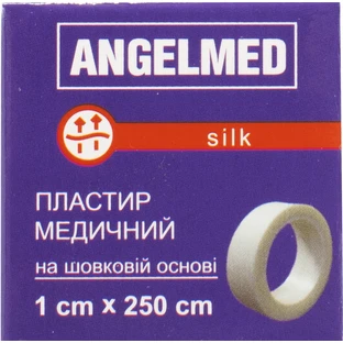 Пластырь медицинский Angelmed на шелковой основе 1 см х 250 см, 1 шт.