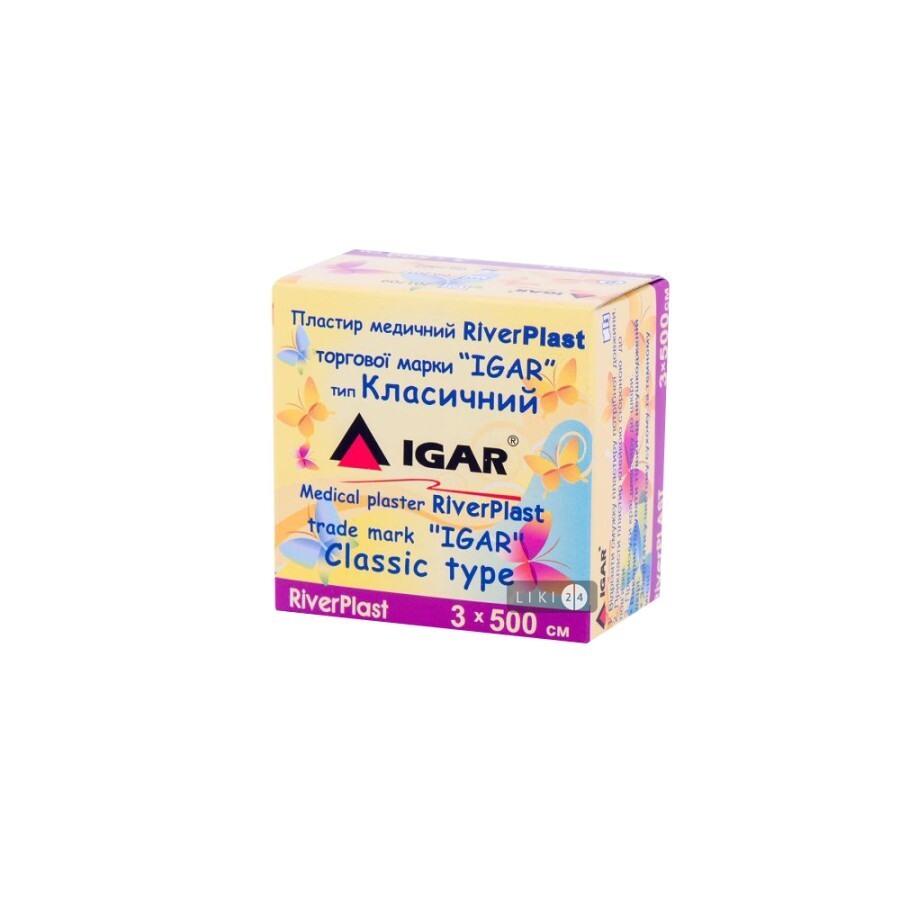 Пластырь медицинский Igar RiverPlast Классический на тканевой основе 3 см х 500 см 1 шт пластиковая упаковка: цены и характеристики