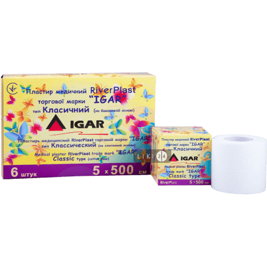 Пластырь медицинский Igar RiverPlast Классический на тканевой основе 5 см х 500 см 1 шт пластиковая упаковка: цены и характеристики