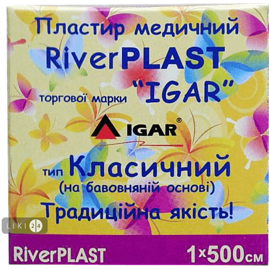 Пластир медичний Igar RiverPlast Класичний на тканинній основі 1 см х 500 см 1 шт картонна коробка: ціни та характеристики