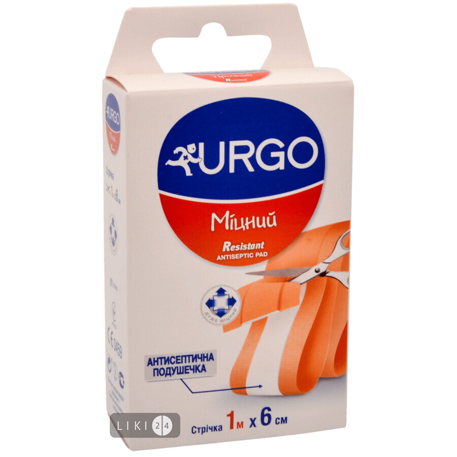 Пластырь медицинский Urgo Прочный на тканевой основе антисептический лента 1 м х 6 см, 1 шт: цены и характеристики