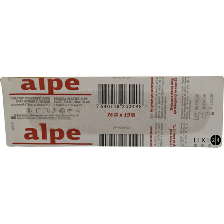 Пластир бактерицидний Alpe Класичний на тканинній основі тілесний 1.9 см х 7.6 см 1 шт