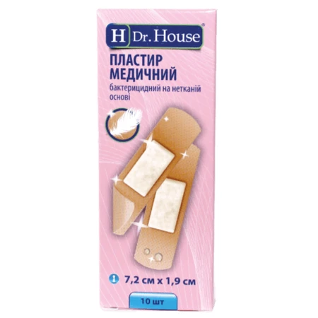 Пластырь H Dr. House медицинский бактерицидный 7,2 см х 1,9 см, на нетканой основе: цены и характеристики